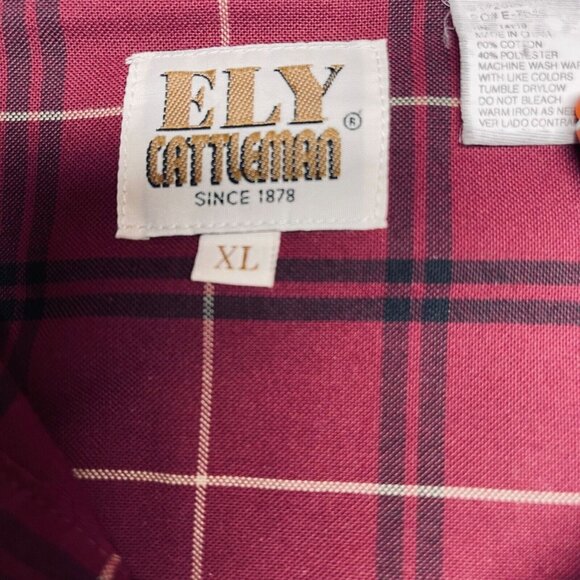 Vintage Ely Cattleman Shirt Men XL Plaid Western Cowboy Pearl Snap Rockabilly - Picture 5 of 6